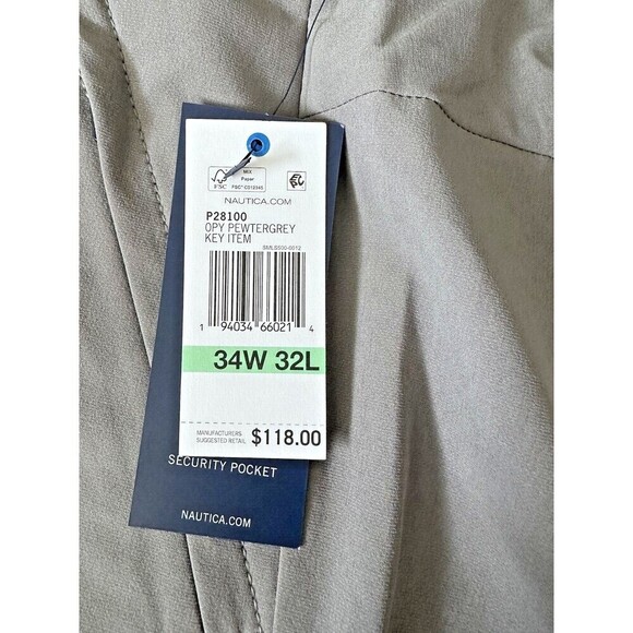 Nautica Men's Utility Pant Straight Leg 4 way stretch Breathable Gray Size 34x32 - Picture 7 of 11